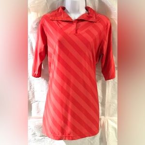 Nike Women's Coral Golf Polo Collared Short Sleeve Dri-Fit  Activewear Top L